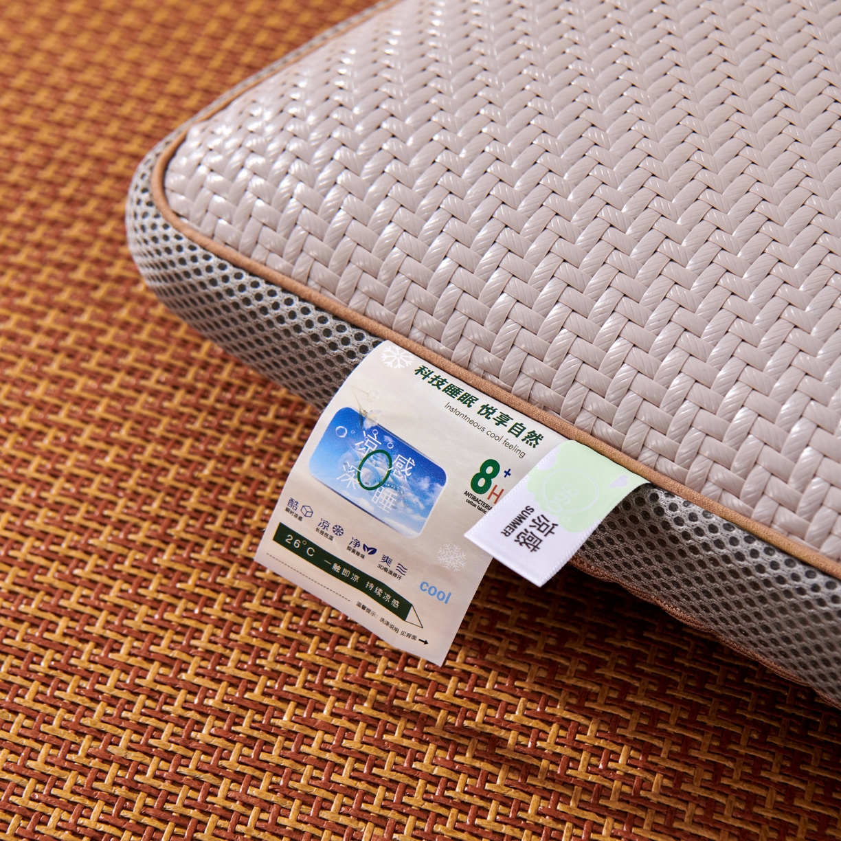 91家纺网 家纺一手货源 找家纺 永旺家纺 2026新款凉感PE藤记忆枕枕头枕芯 PE藤枕-浅灰