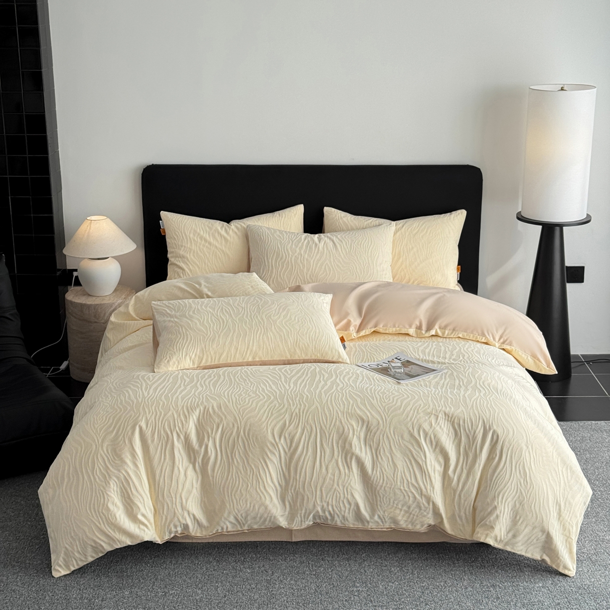 女子家纺 2026新款40支全棉提花四件套--彩绘系列 青禾纹-奶咖