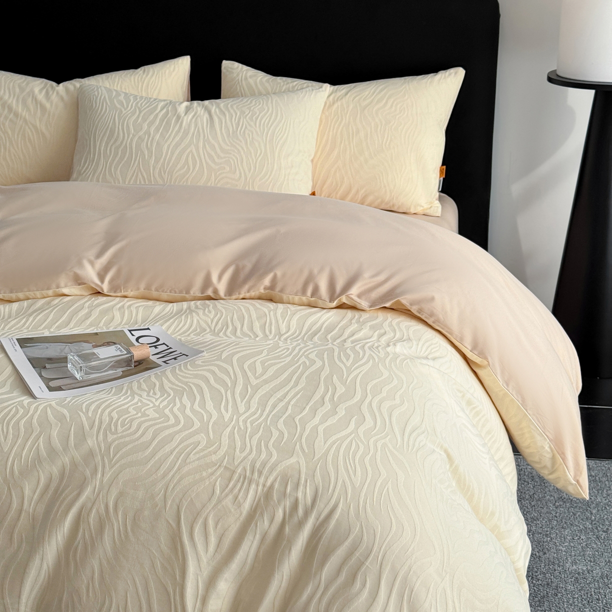 91家纺网 家纺一手货源 找家纺 女子家纺 2026新款40支全棉提花四件套--彩绘系列 青禾纹-奶咖