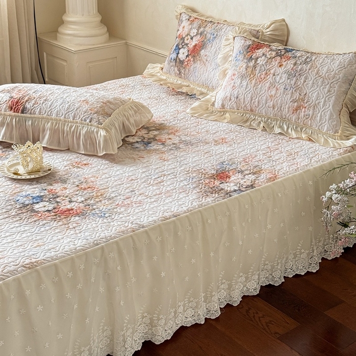 91家纺网 家纺一手货源 找家纺 花香四季家纺 2026新款全棉双层纱数码印花四件套 半夏