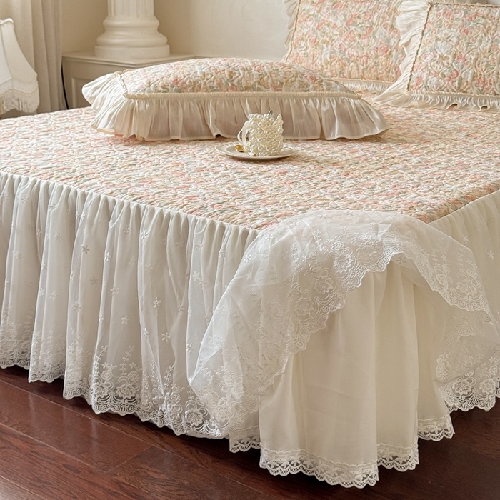 91家纺网 家纺一手货源 找家纺 花香四季家纺 2026新款全棉双层纱数码印花四件套 朝花夕拾