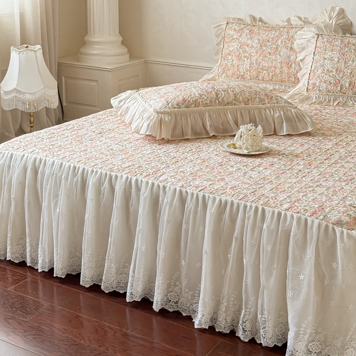 91家纺网 家纺一手货源 找家纺 花香四季家纺 2026新款全棉双层纱数码印花四件套 朝花夕拾