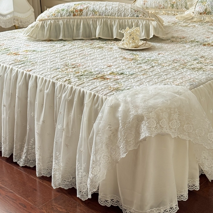 91家纺网 家纺一手货源 找家纺 花香四季家纺 2026新款全棉双层纱数码印花四件套 洛丽可