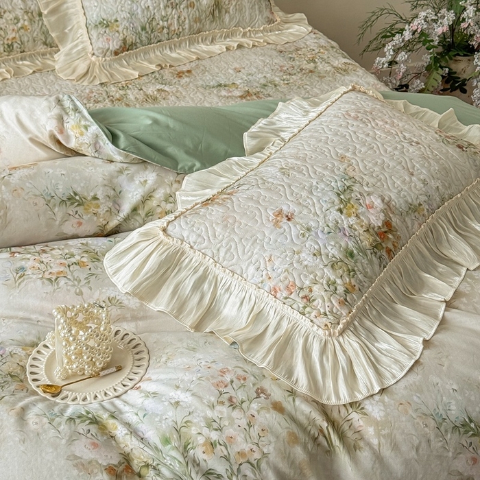 91家纺网 家纺一手货源 找家纺 花香四季家纺 2026新款全棉双层纱数码印花四件套 洛丽可