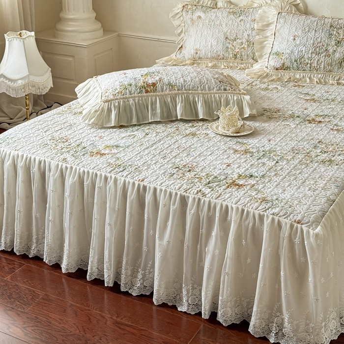 91家纺网 家纺一手货源 找家纺 花香四季家纺 2026新款全棉双层纱数码印花四件套 洛丽可