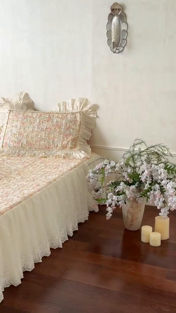 91家纺网 家纺一手货源 找家纺 花香四季家纺 2026新款全棉双层纱数码印花四件套 朝花夕拾