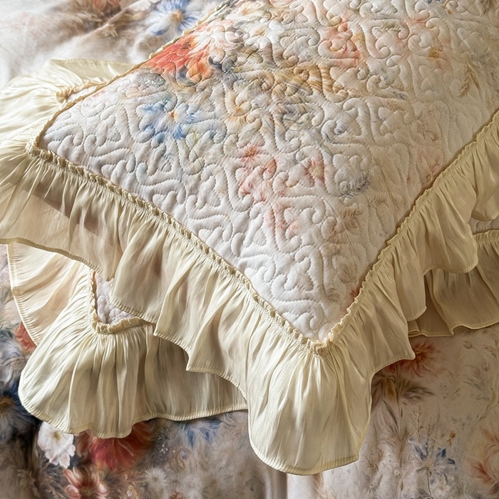 91家纺网 家纺一手货源 找家纺 （总）花香四季家纺 2026新款全棉双层纱床裙三件套