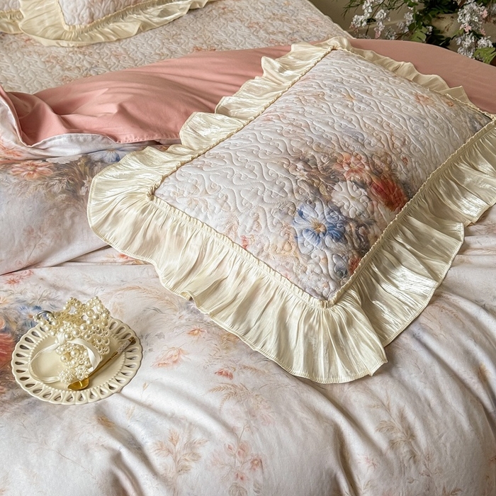 91家纺网 家纺一手货源 找家纺 （总）花香四季家纺 2026新款全棉双层纱床裙三件套