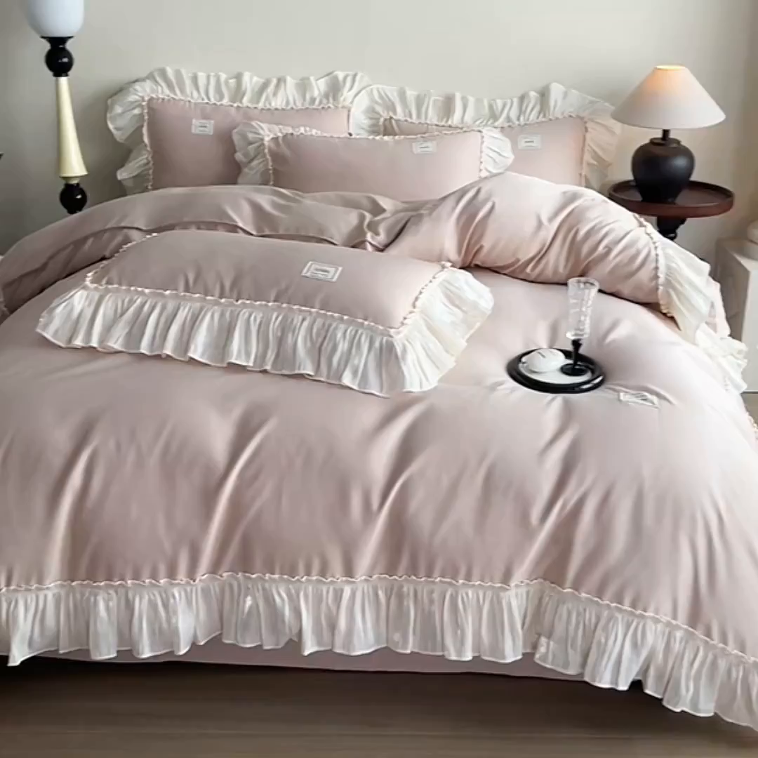 91家纺网 家纺一手货源 找家纺 花香四季家纺 2026新款亲肤天丝棉四件套 罗宾咖