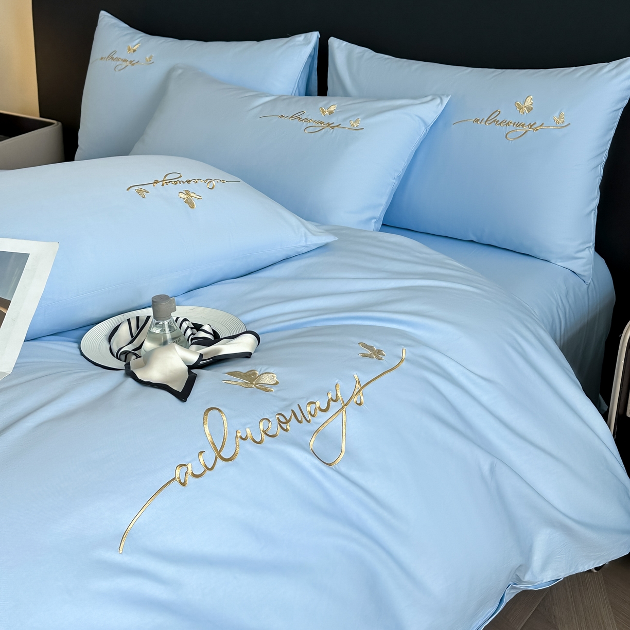 91家纺网 家纺一手货源 找家纺 （总）湘雪家居 2026新款纯棉全棉长绒棉刺绣绣花高端礼盒四件套-蝶恋系列