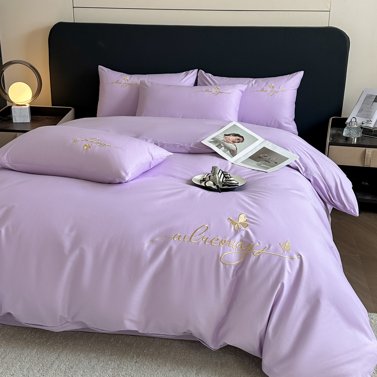 91家纺网 家纺一手货源 找家纺 （总）湘雪家居 2026新款纯棉全棉长绒棉刺绣绣花高端礼盒四件套-蝶恋系列