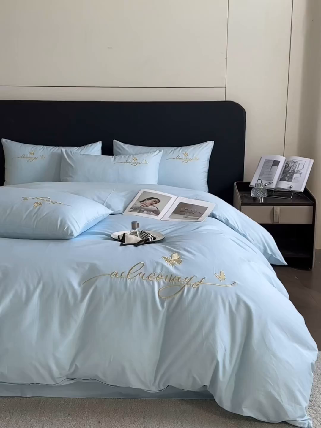 91家纺网 家纺一手货源 找家纺 （总）湘雪家居 2026新款纯棉全棉长绒棉刺绣绣花高端礼盒四件套-蝶恋系列