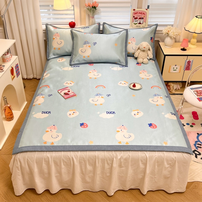 91家纺网 家纺一手货源 找家纺 （总）懒猫家纺 2026新款600D数码印花冰丝凉席系列