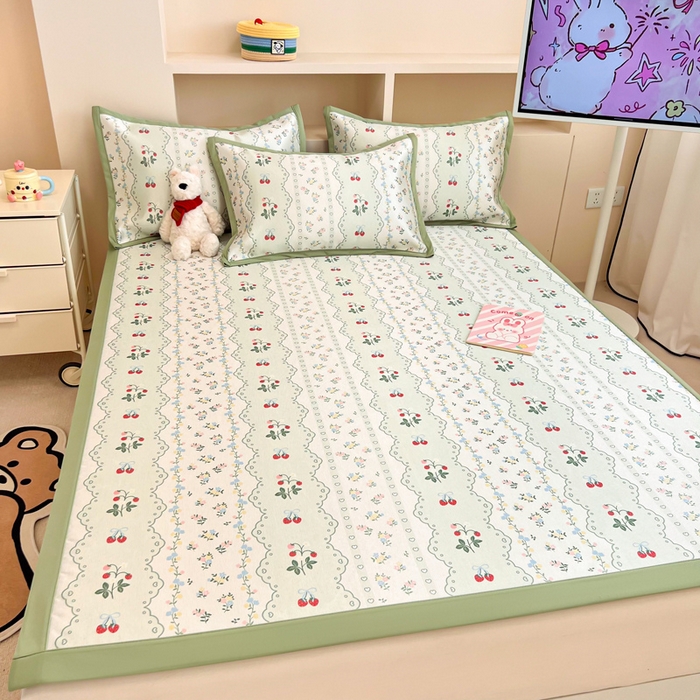 91家纺网 家纺一手货源 找家纺 懒猫家纺 2026新款600D数码印花冰丝凉席系列 缤纷田园