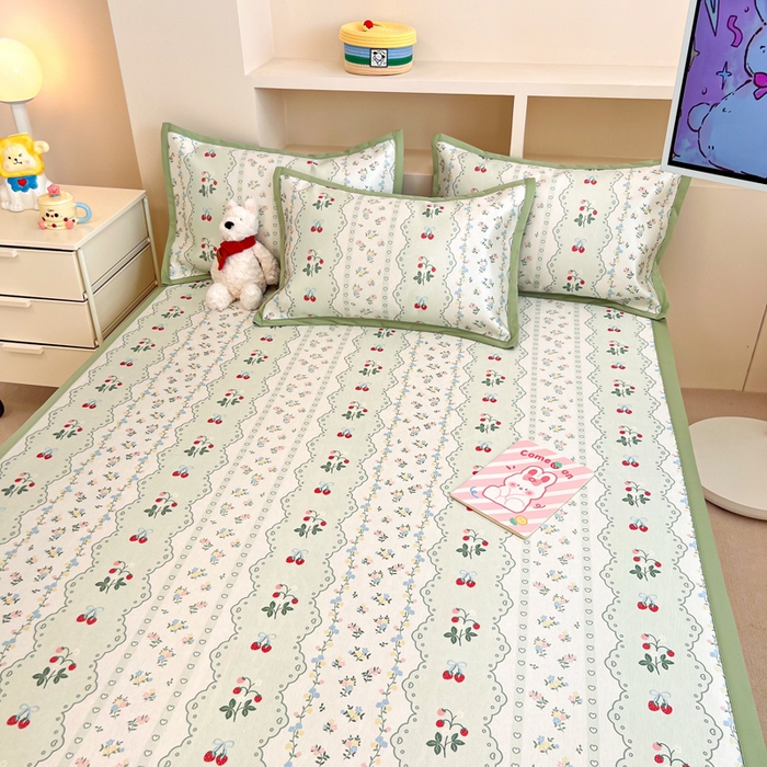 91家纺网 家纺一手货源 找家纺 懒猫家纺 2026新款600D数码印花冰丝凉席系列 缤纷田园