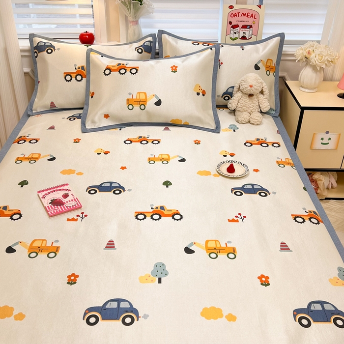 91家纺网 家纺一手货源 找家纺 懒猫家纺 2026新款600D数码印花冰丝凉席系列 汽车小队