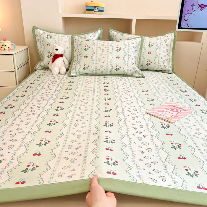 91家纺网 家纺一手货源 找家纺 懒猫家纺 2026新款600D数码印花冰丝凉席系列 缤纷田园