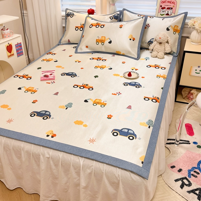 91家纺网 家纺一手货源 找家纺 懒猫家纺 2026新款600D数码印花冰丝凉席系列 汽车小队