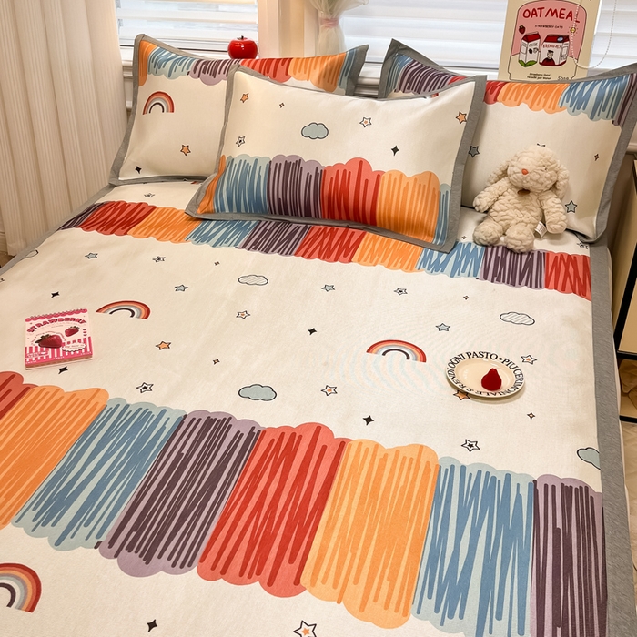 91家纺网 家纺一手货源 找家纺 懒猫家纺 2026新款600D数码印花冰丝凉席系列 多彩世界