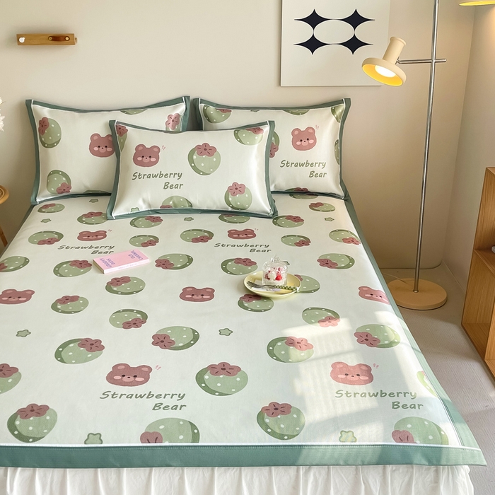 91家纺网 家纺一手货源 找家纺 懒猫家纺 2026新款600D数码印花冰丝凉席系列 莓莓果园