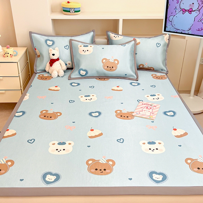 91家纺网 家纺一手货源 找家纺 懒猫家纺 2026新款600D数码印花冰丝凉席系列 熊熊甜品