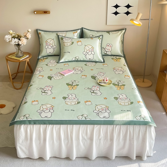 懒猫家纺 2026新款600D数码印花冰丝凉席系列 铃兰精灵