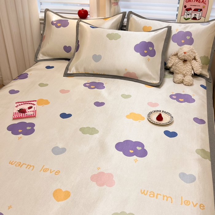 91家纺网 家纺一手货源 找家纺 懒猫家纺 2026新款600D数码印花冰丝凉席系列 小云朵