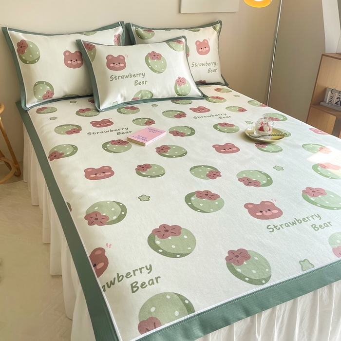 91家纺网 家纺一手货源 找家纺 懒猫家纺 2026新款600D数码印花冰丝凉席系列 莓莓果园