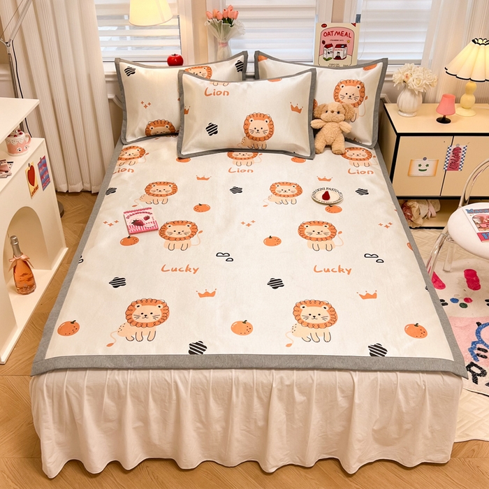 懒猫家纺 2026新款600D数码印花冰丝凉席系列 狮子乐园