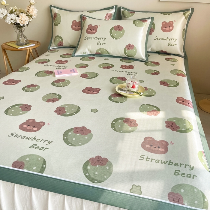 91家纺网 家纺一手货源 找家纺 懒猫家纺 2026新款600D数码印花冰丝凉席系列 莓莓果园