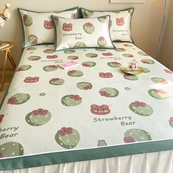 91家纺网 家纺一手货源 找家纺 懒猫家纺 2026新款600D数码印花冰丝凉席系列 莓莓果园