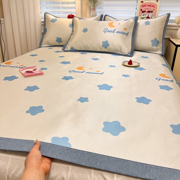 91家纺网 家纺一手货源 找家纺 懒猫家纺 2026新款600D数码印花冰丝凉席系列 星辰