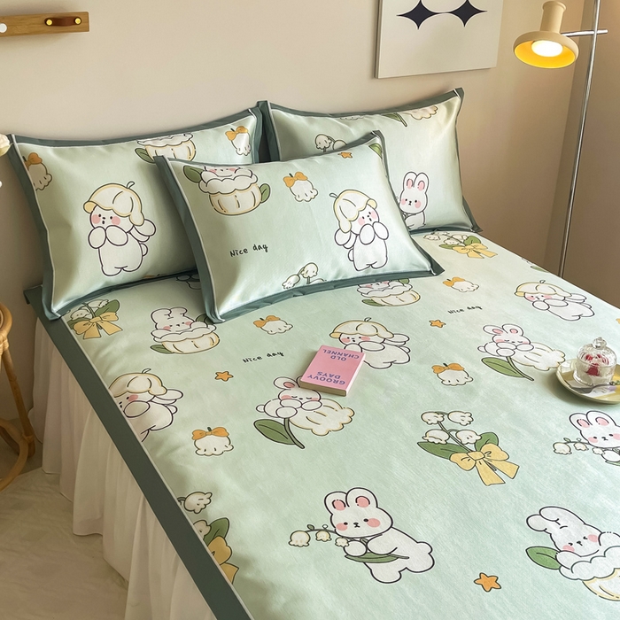 91家纺网 家纺一手货源 找家纺 懒猫家纺 2026新款600D数码印花冰丝凉席系列 铃兰精灵