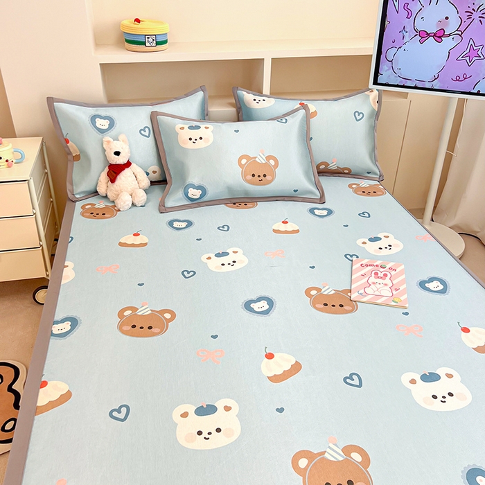 91家纺网 家纺一手货源 找家纺 懒猫家纺 2026新款600D数码印花冰丝凉席系列 熊熊甜品