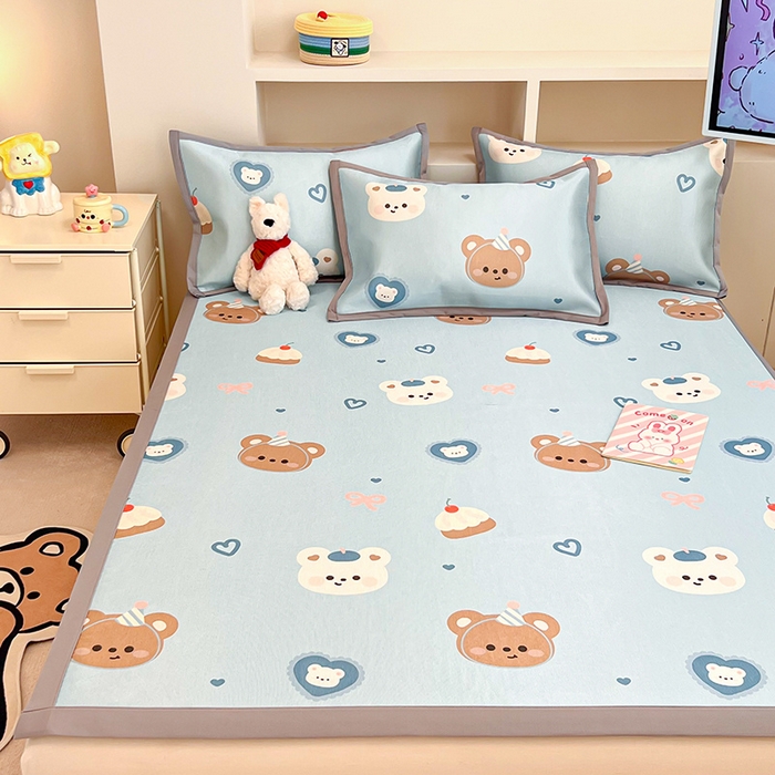 91家纺网 家纺一手货源 找家纺 懒猫家纺 2026新款600D数码印花冰丝凉席系列 熊熊甜品