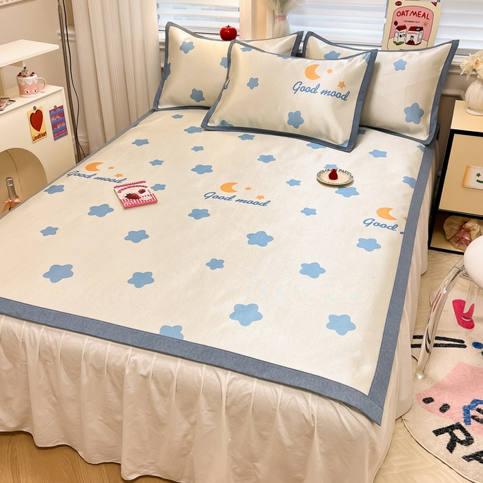 91家纺网 家纺一手货源 找家纺 懒猫家纺 2026新款600D数码印花冰丝凉席系列 星辰