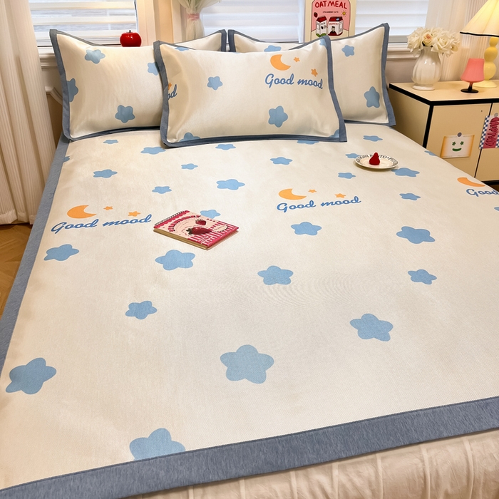 91家纺网 家纺一手货源 找家纺 懒猫家纺 2026新款600D数码印花冰丝凉席系列 星辰