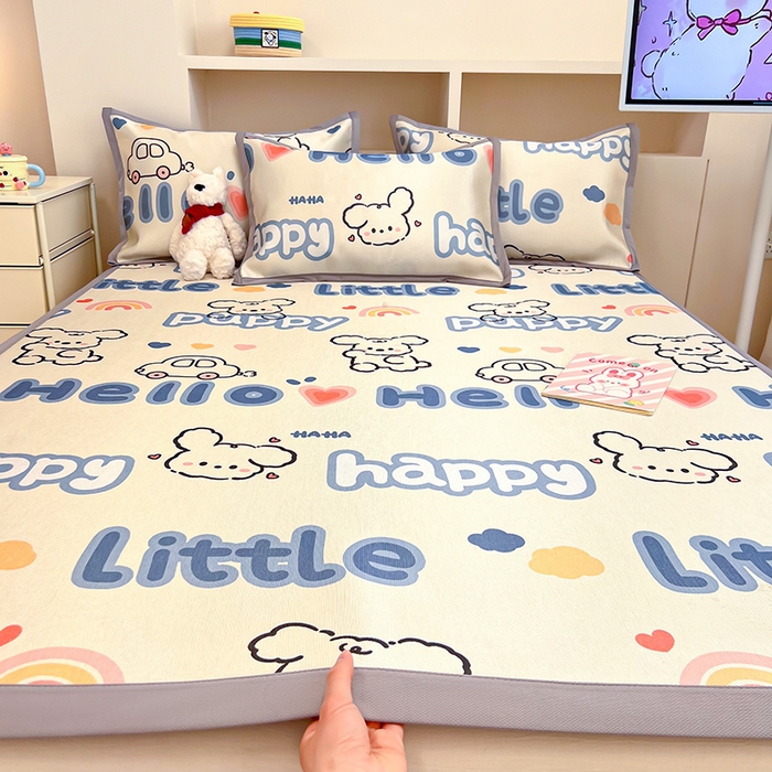 91家纺网 家纺一手货源 找家纺 懒猫家纺 2026新款600D数码印花冰丝凉席系列 舞动小狗