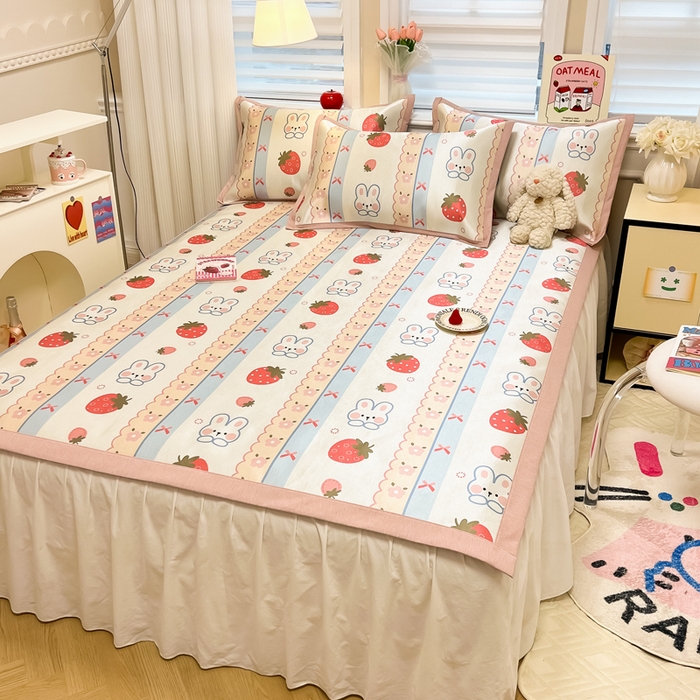 91家纺网 家纺一手货源 找家纺 懒猫家纺 2026新款600D数码印花冰丝凉席系列 小甜心