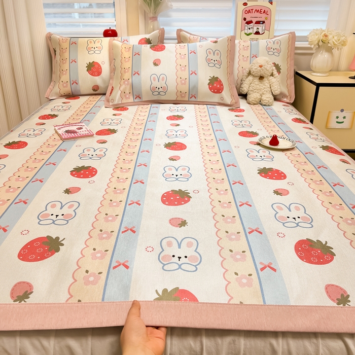 91家纺网 家纺一手货源 找家纺 懒猫家纺 2026新款600D数码印花冰丝凉席系列 小甜心