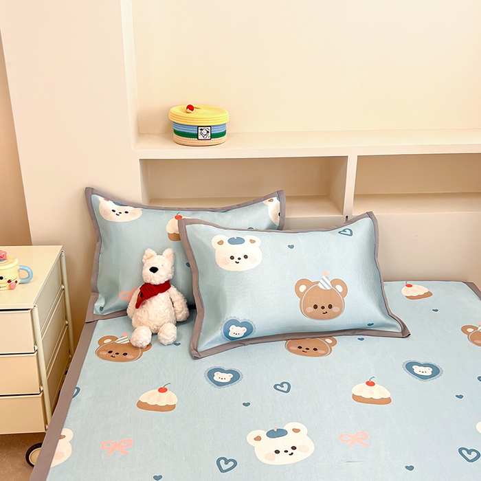 91家纺网 家纺一手货源 找家纺 懒猫家纺 2026新款600D数码印花冰丝凉席系列 熊熊甜品