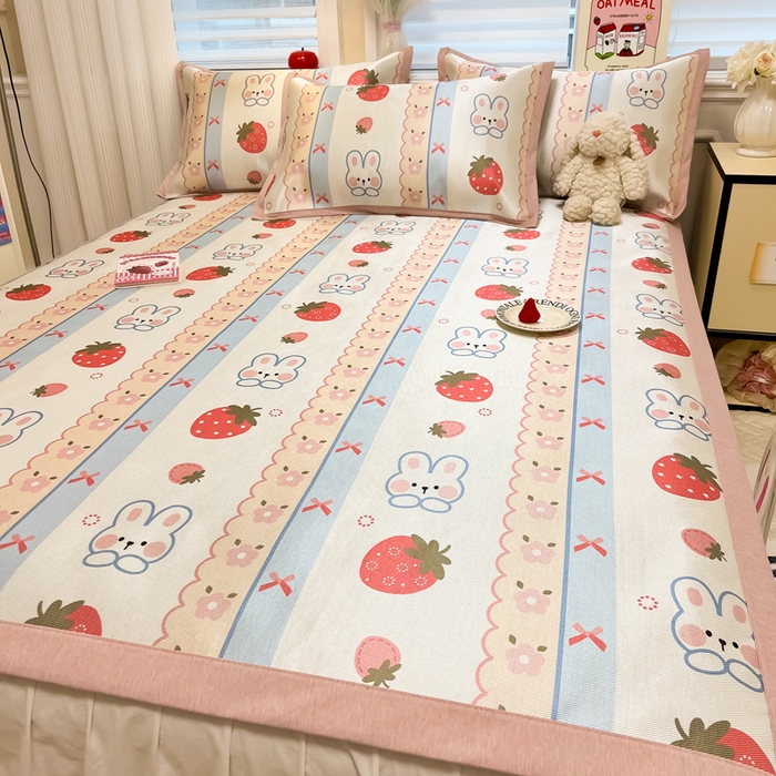 91家纺网 家纺一手货源 找家纺 懒猫家纺 2026新款600D数码印花冰丝凉席系列 小甜心