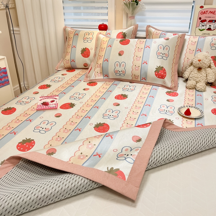 91家纺网 家纺一手货源 找家纺 懒猫家纺 2026新款600D数码印花冰丝凉席系列 小甜心