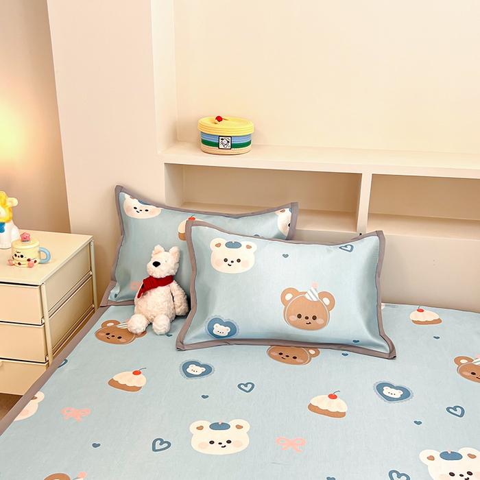 91家纺网 家纺一手货源 找家纺 懒猫家纺 2026新款600D数码印花冰丝凉席系列 熊熊甜品