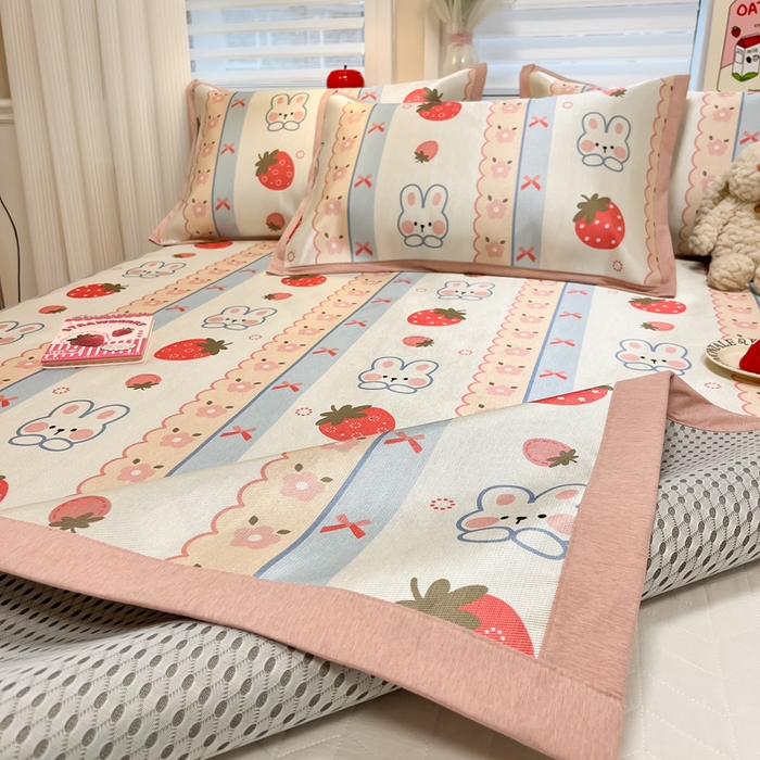 91家纺网 家纺一手货源 找家纺 懒猫家纺 2026新款600D数码印花冰丝凉席系列 小甜心