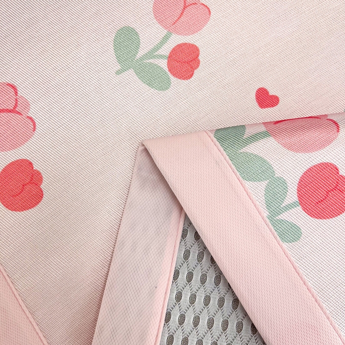 91家纺网 家纺一手货源 找家纺 懒猫家纺 2026新款600D数码印花冰丝凉席系列 郁金香小兔