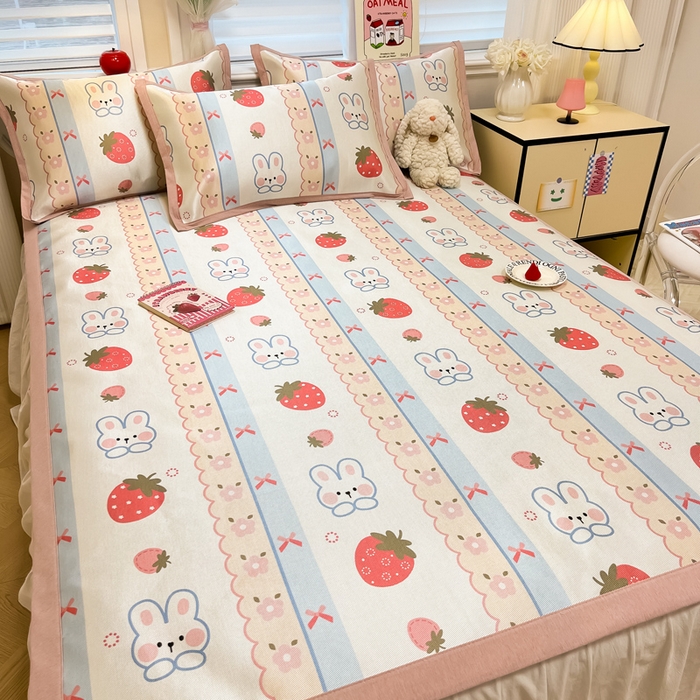 91家纺网 家纺一手货源 找家纺 懒猫家纺 2026新款600D数码印花冰丝凉席系列 小甜心