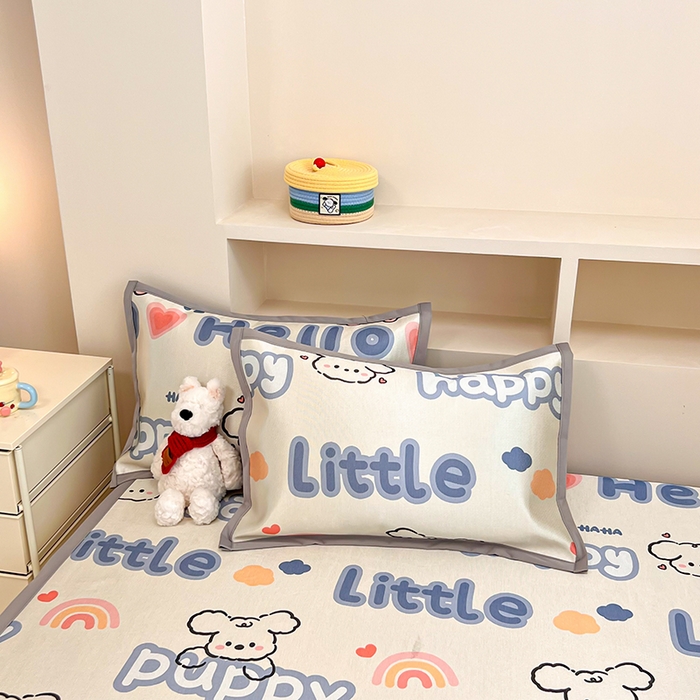 91家纺网 家纺一手货源 找家纺 懒猫家纺 2026新款600D数码印花冰丝凉席系列 舞动小狗