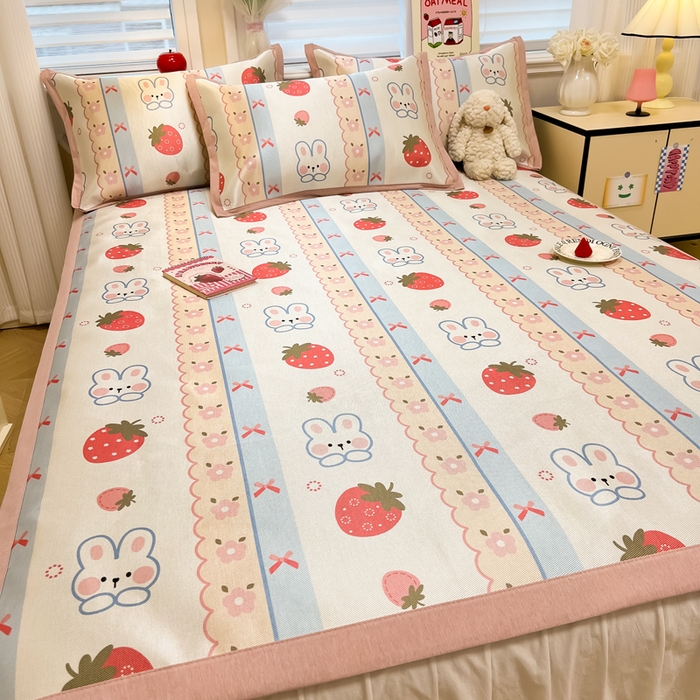 91家纺网 家纺一手货源 找家纺 懒猫家纺 2026新款600D数码印花冰丝凉席系列 小甜心