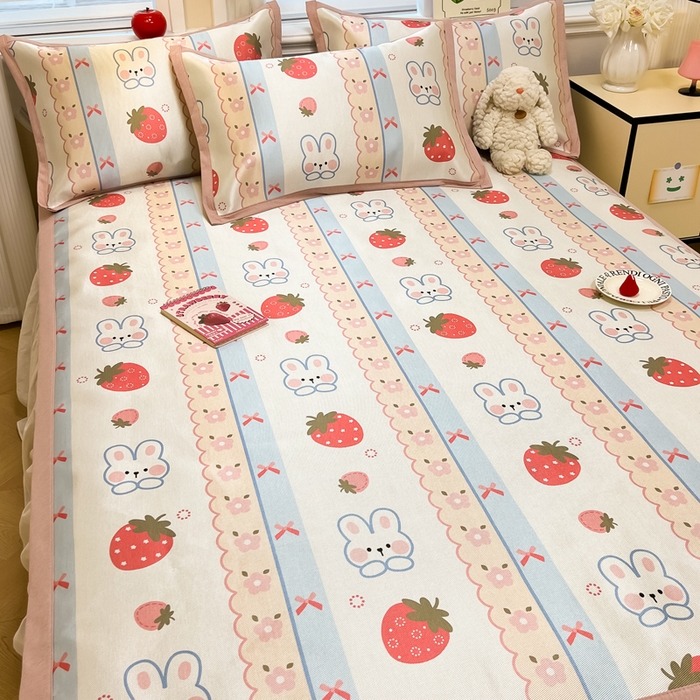 91家纺网 家纺一手货源 找家纺 懒猫家纺 2026新款600D数码印花冰丝凉席系列 小甜心